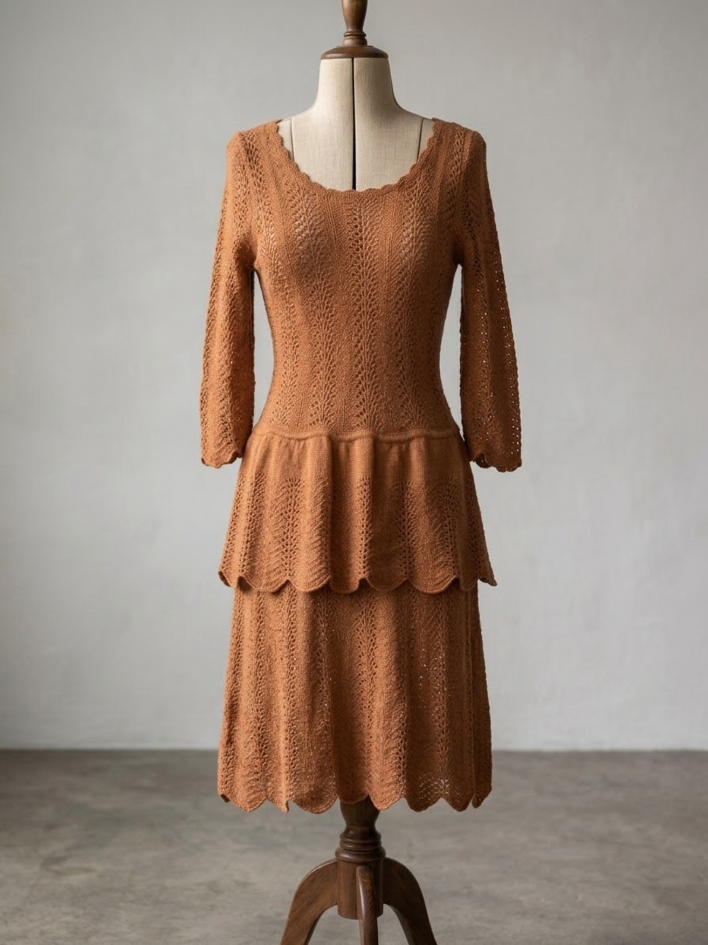 Anthropologie Knitted and knotted tan sweater dress S